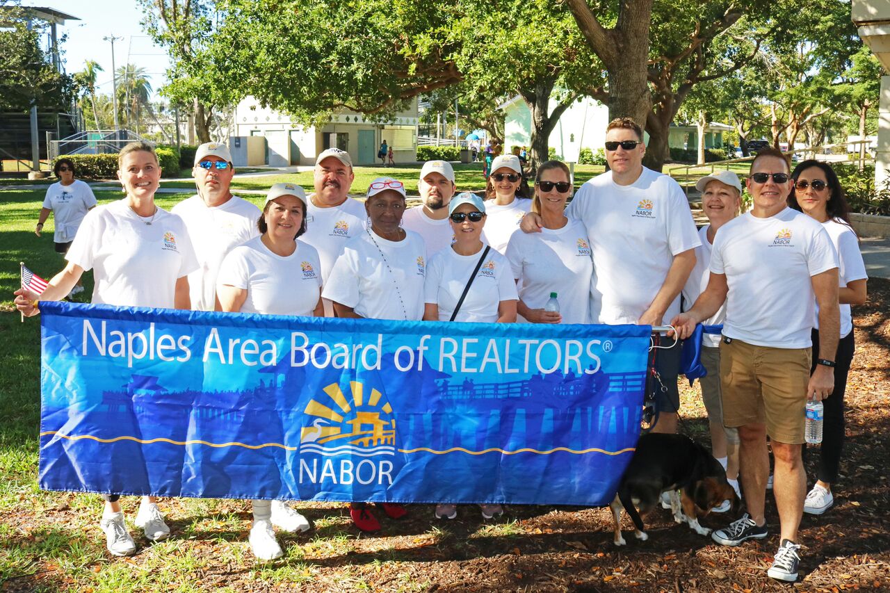 Participants of the NAMI Walk holding a NABOR® banner